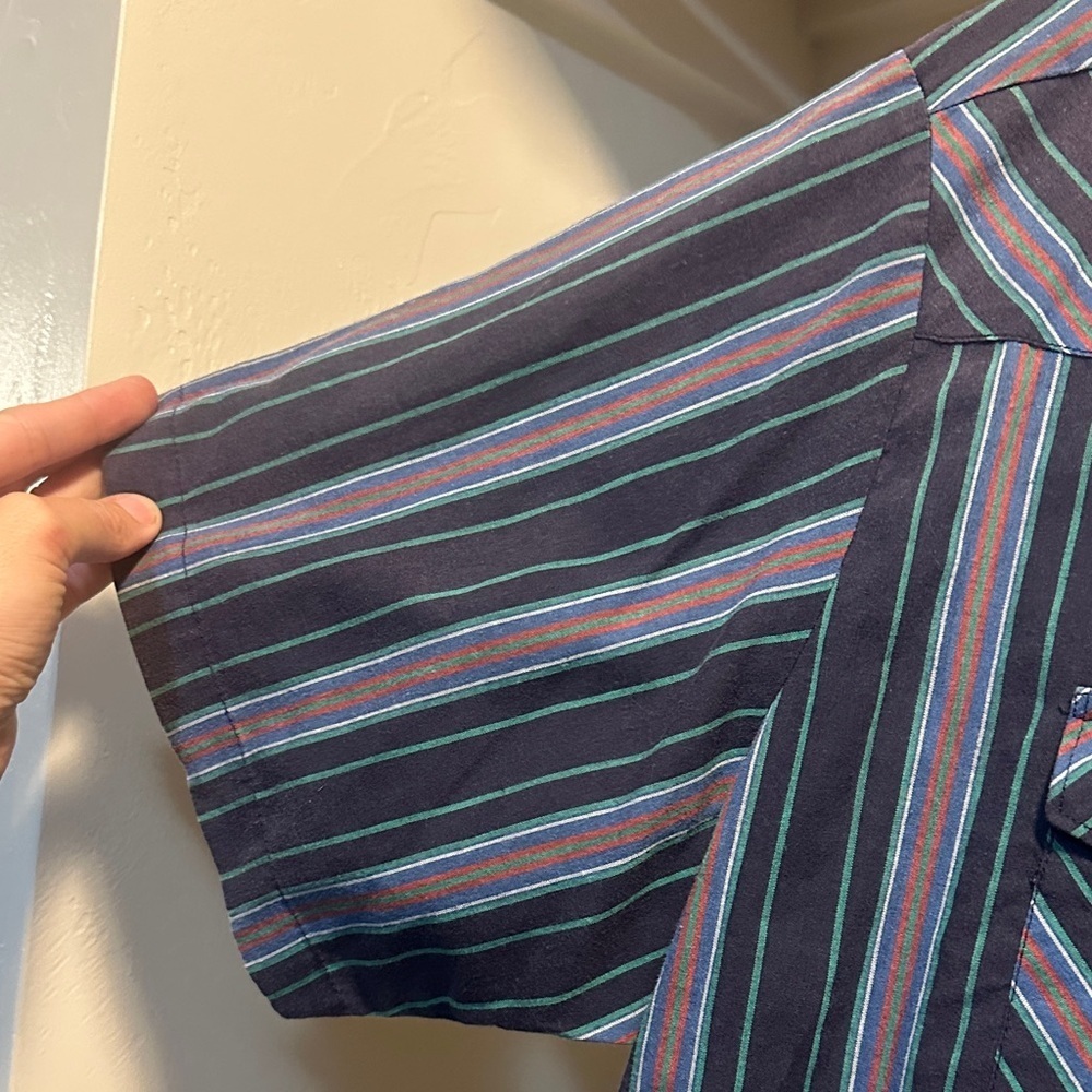 Wrangler Men's Dark Striped Button-Down Shirt - Picture 3 of 5